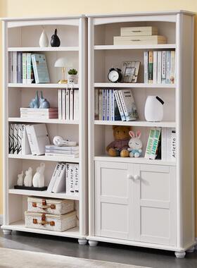 I式田园白色书韩柜简约现代书带门4儿童实木架置物架书橱简易ZHP