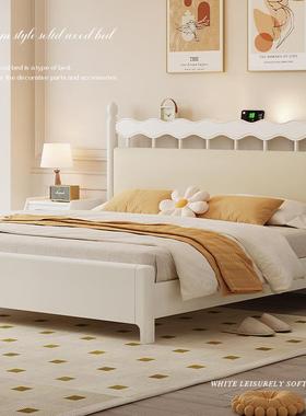 风米人米双法2白色1美x2式复古软包全实木床2米8主卧大YFWJ-W08奶