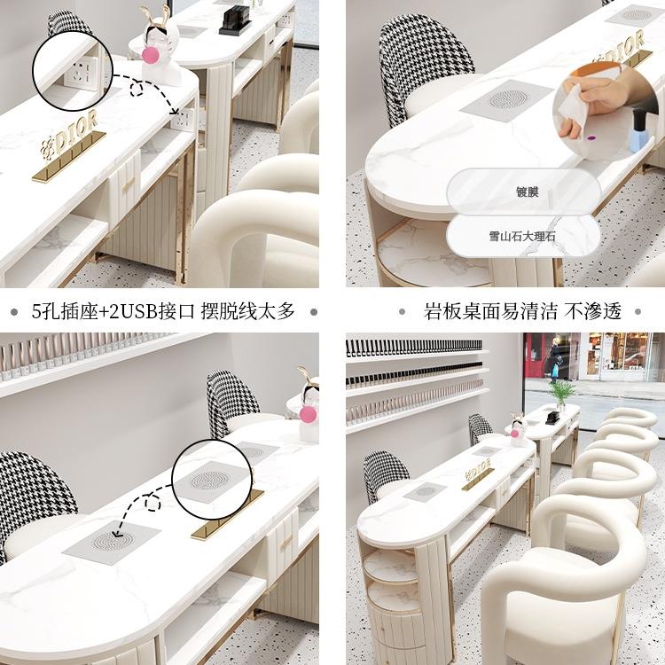 轻奢桌网套红美831甲桌椅装大人理石美甲台单双人美甲J*