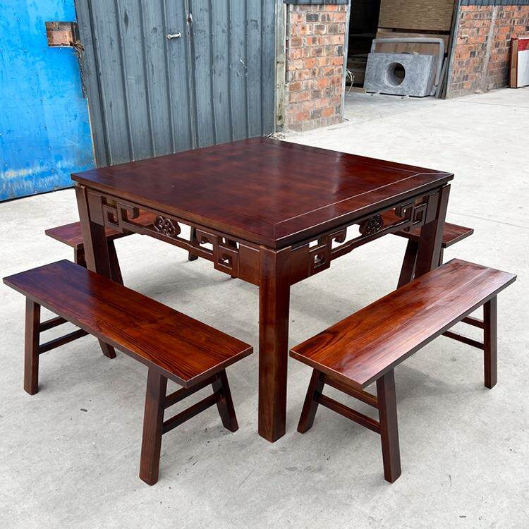 正方形桌子古八仙桌木面馆餐馆饭店实餐桌仿四AHA方桌农乐桌椅家