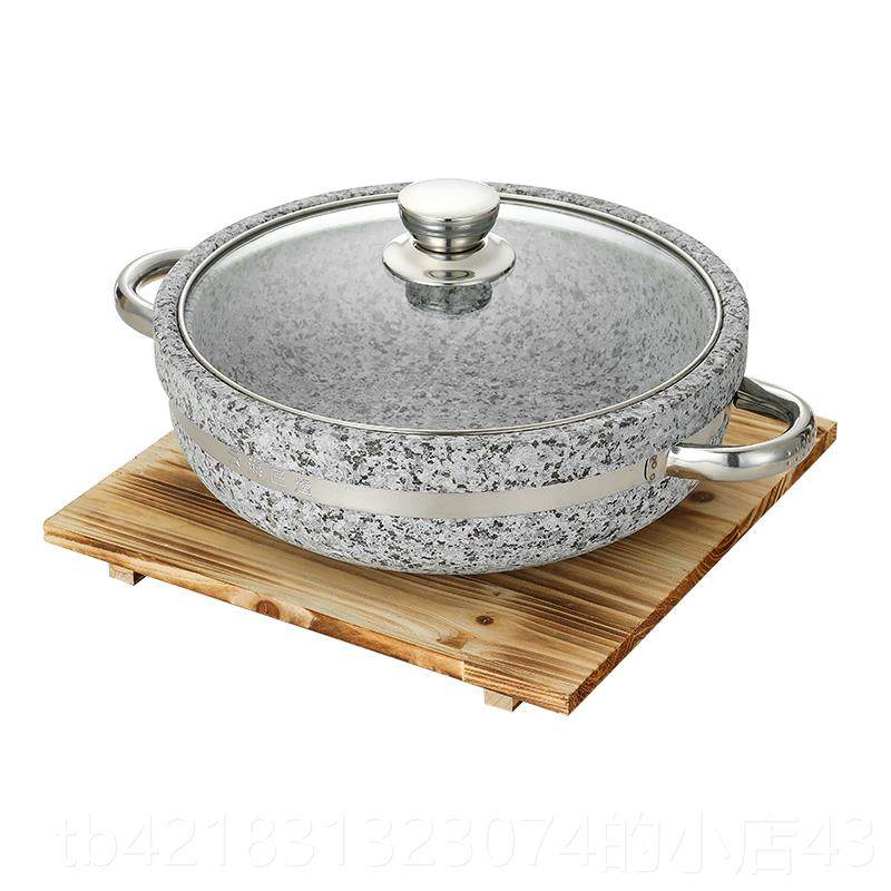 高档中国商用天石鱼火锅锅石锅然带盖豆腐韩国拌饭耐高温专玻璃盖