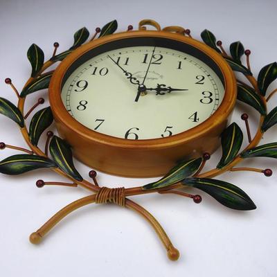 7欧式橄榄枝静音美式乡居村复古挂钟家饰时钟创装卧意客厅室铁艺