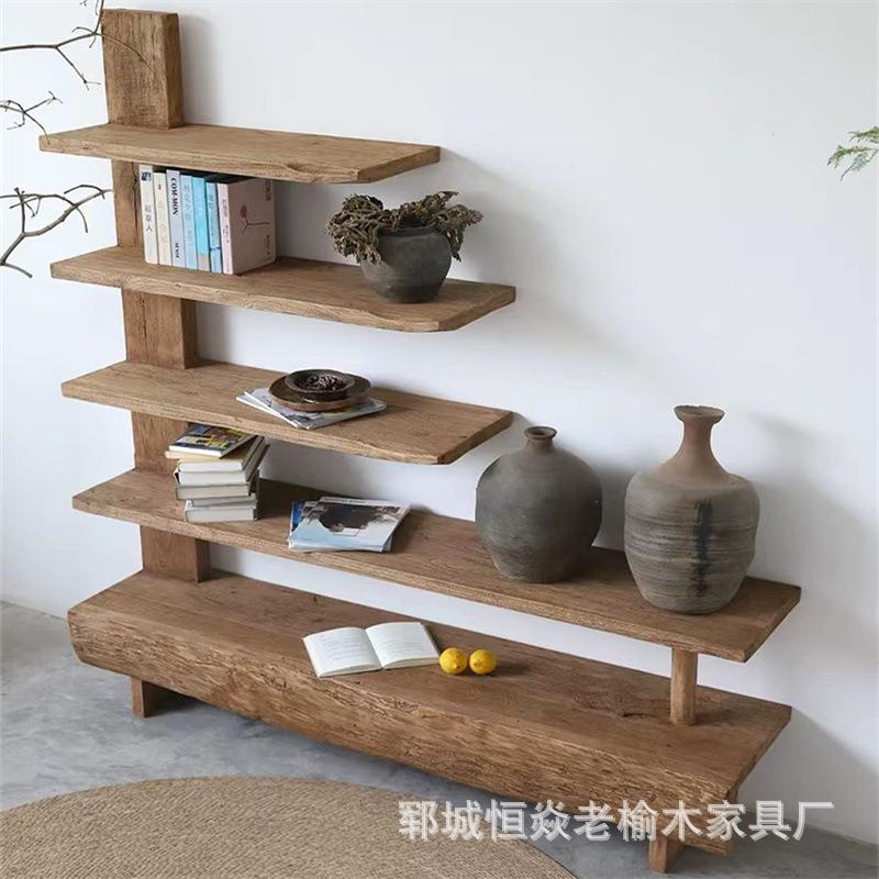 老室榆木博古架展多层家用卧书陶瓷茶架具示20245613架榆木家具文