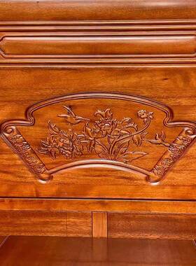 新式全金实木床梨木花1EOC.8米双人床全榫卯结构1.5米主卧2米中大