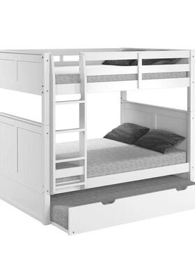 来图实木白色母儿双人室床可伸缩高低子床卧双胞胎上下CC070G童铺