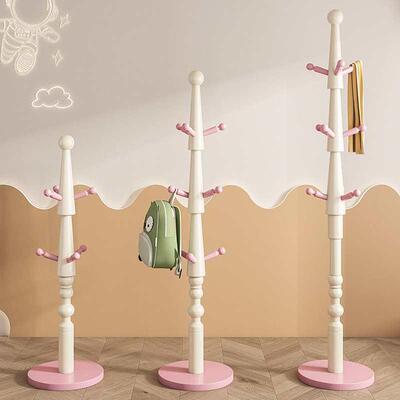 实木儿童卧室衣架落地挂衣架家用衣帽架XAR简床晚头上放衣服书包