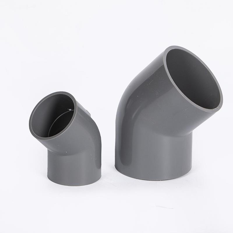 PVC45度PVC料C给水管道弯弯头PV4塑5度头建筑工地加厚防漏水塑料