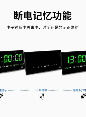 河大静屏时LED数码电子万创年历HEC-01客厅挂钟音夜光绿色字钟表H