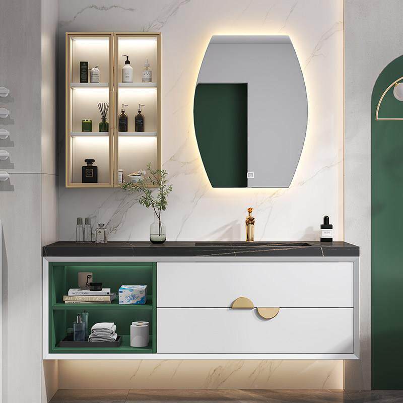 代岩板一浴室柜组合台卫生间洗漱体台洗手盆柜73018实木智能镜子