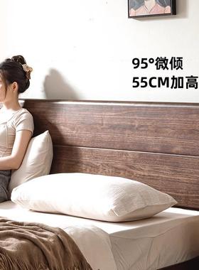 黑胡桃木全实木卧双人1YDV米8主床简约现代1.5床m小户型大齐边悬