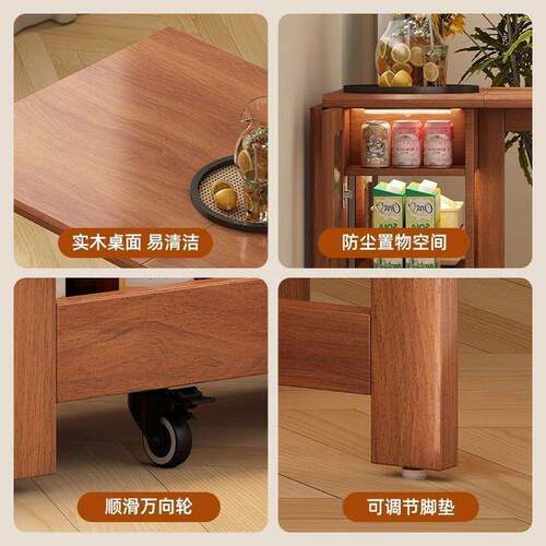 中古风实木叠餐折户型家用复古可移动伸缩ZY1688-R方桌型吃饭小桌