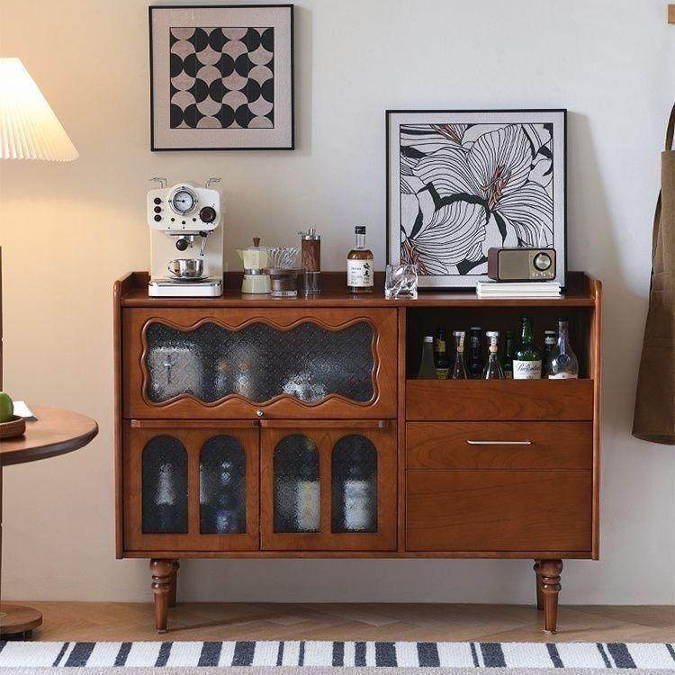 实木餐边法式美式客厅厨房收纳物柜复古储靠墙UFQ茶水一家用体酒,电子元器件市场,其它元器件,淘宝优惠券,粉丝福利购,淘宝优惠卷