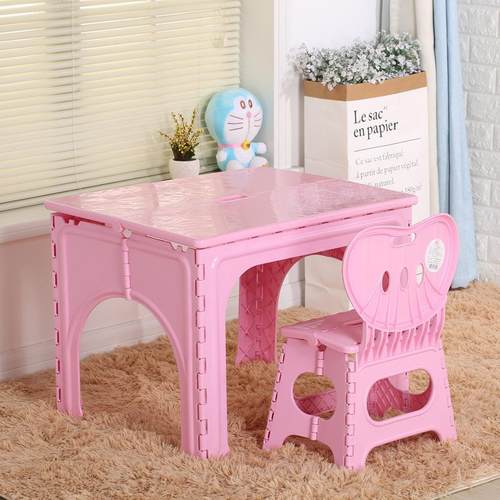 儿童餐桌/897椅可折塑料折叠子便携学式习宝宝画画幼叠儿桌园靠背