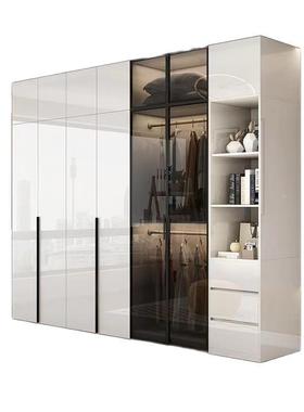 轻用奢玻门衣柜璃家卧室代简约实木带妆台转CYP角现柜烤漆大衣橱