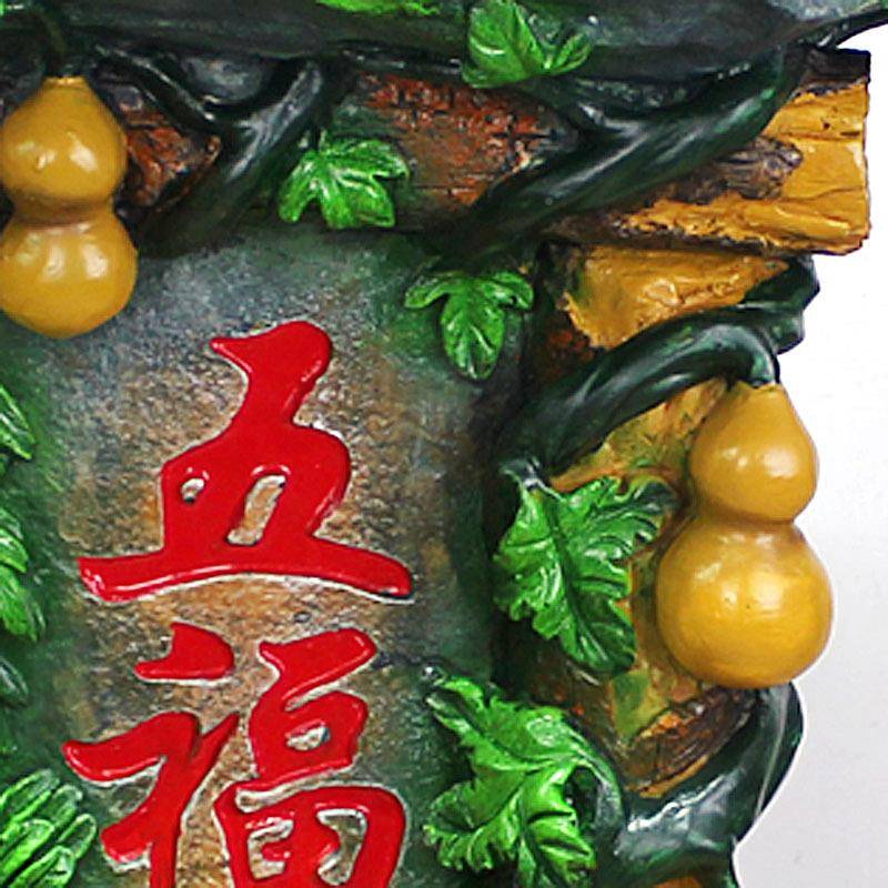 义乌新款品树脂门工艺品AUF喷泉精流水摆件景喷泉盆五福临底座开