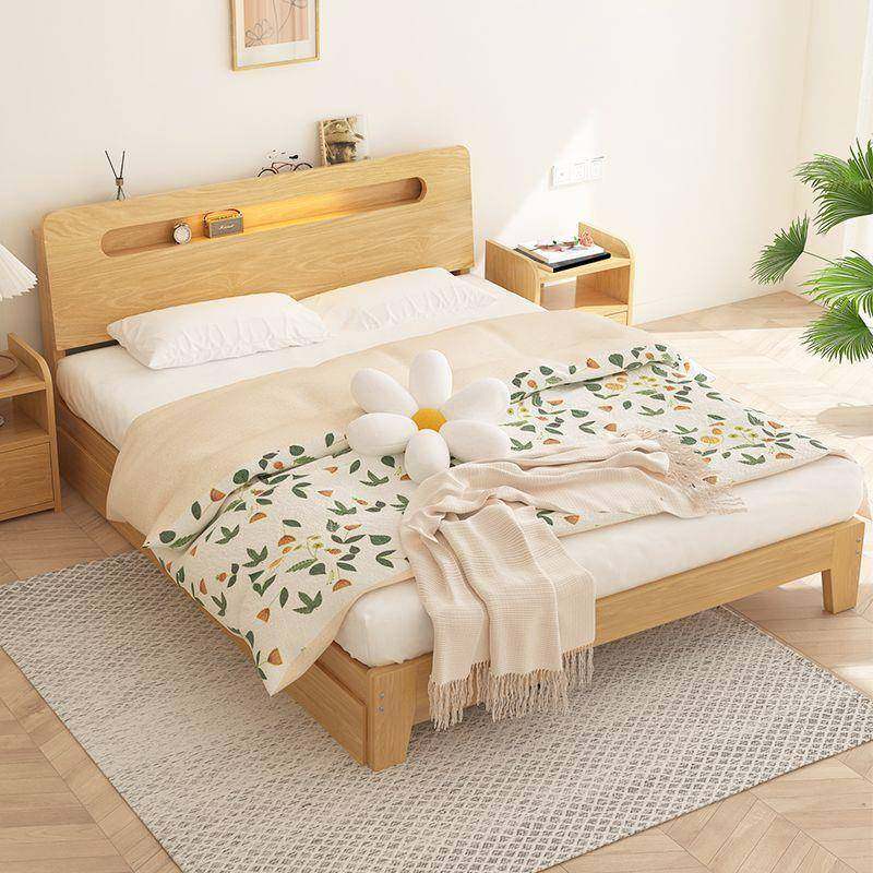 实木床约现代双人床架15米JIS经.济型原简木1风.2单人床出租房家