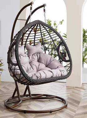双闲家用粗藤吊篮椅双人室内吊椅外休闲秋千摇摇椅户人休SRCT吊篮