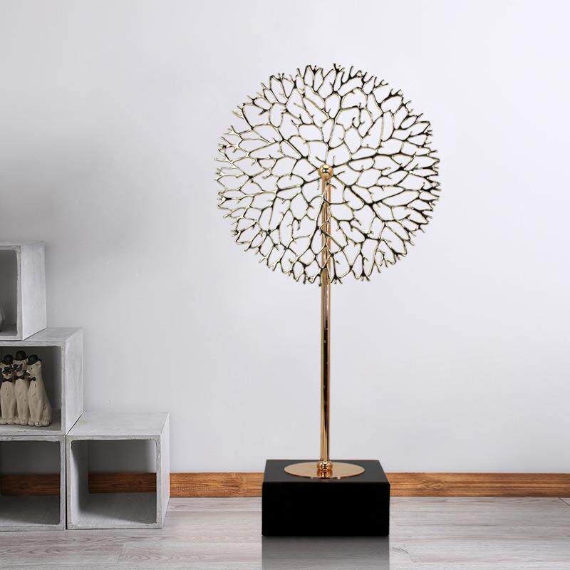 创意酒店桌面摆件式奢时尚珊瑚树客厅摆设玄关轻91337A/9金属欧软