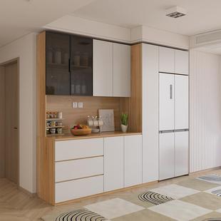 0厨A酒柜边柜一体靠墙房储物LRU柜高柜吊柜餐餐厅客厅定式 制嵌入