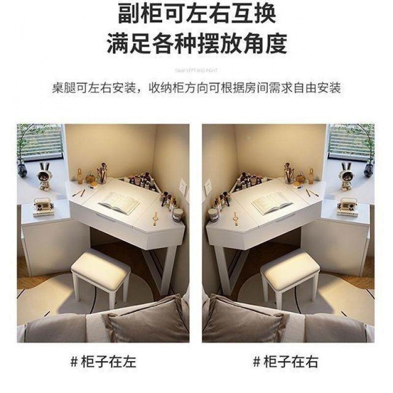 实木三台角化妆多功能户转角梳妆家用小型一体WZH墙角斗桌柜组梳