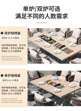 户烧烤外碳烤炉铸桌椅露天花铝园庭院铁艺家桌用室外休闲烧QWI烤