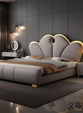 欧代式极简CWP靠皮床华大床轻奢主卧室软婚床现简豪约双人床