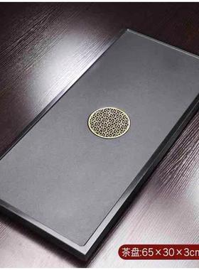 乌金石约茶茶具套装电磁炉家用DS-23265整块茶台陶石材简功夫盘现