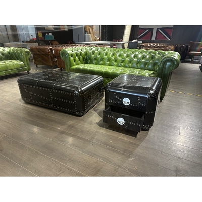 美式工业风设计师家具 hercules coffee table咖啡桌茶几油蜡皮