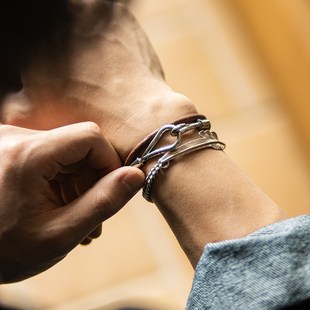 古叔的着 一生之环植鞣皮手环阿美咔叽个性复古手链手镯情侣礼物