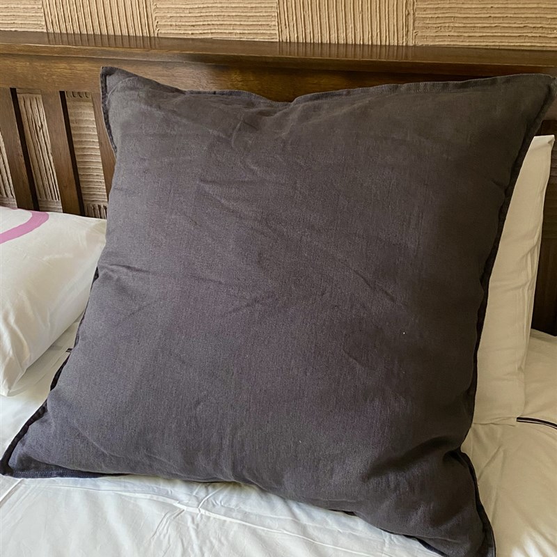 纯亚麻加大靠垫套亚麻抱枕套沙发卧室靠枕套纯色靠背套65