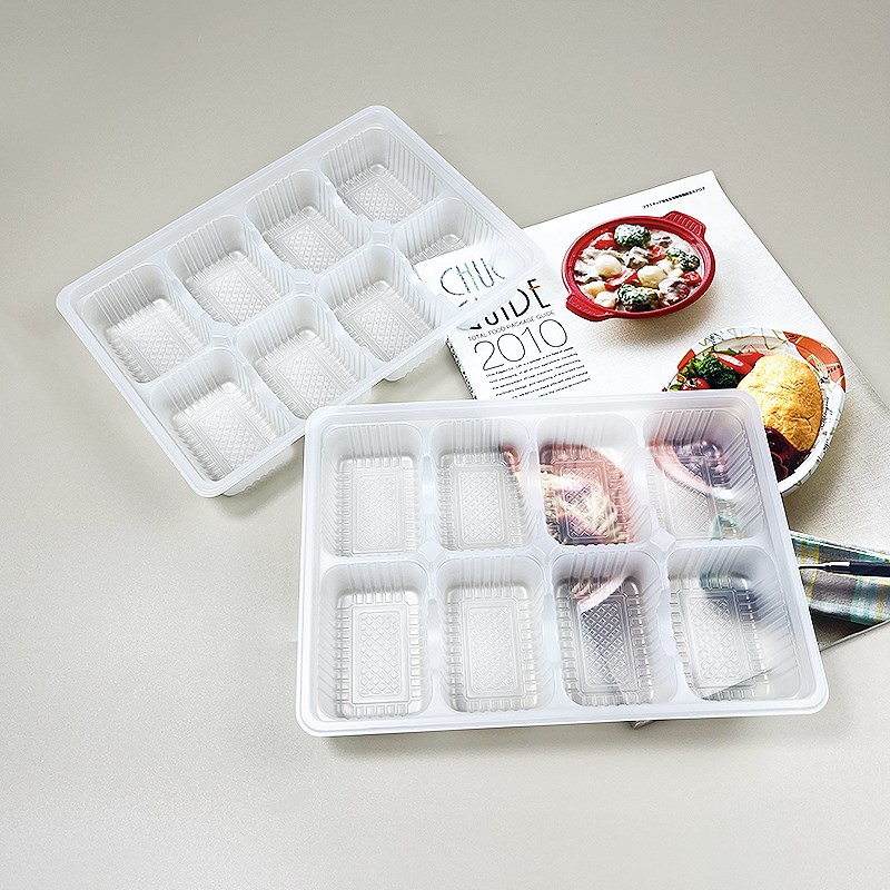 饺子一次性盒子馄饨可微波冷冻加大8格托盘商用小馒头糕点打包盒