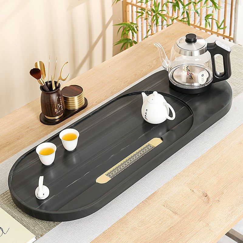 天然乌金石茶盘带电磁炉一体茶具套装家用全自动上水茶台烧水壶海