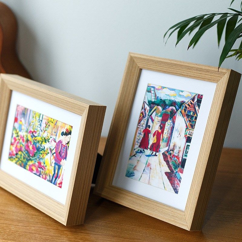 实木相框摆台 简约实木质桌面 原木相框架挂墙 六6 7 8 10八寸