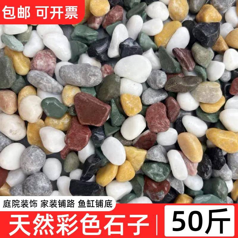 50斤彩色石子水洗石天然彩石造景底砂花园铺地造景装饰五彩小石头