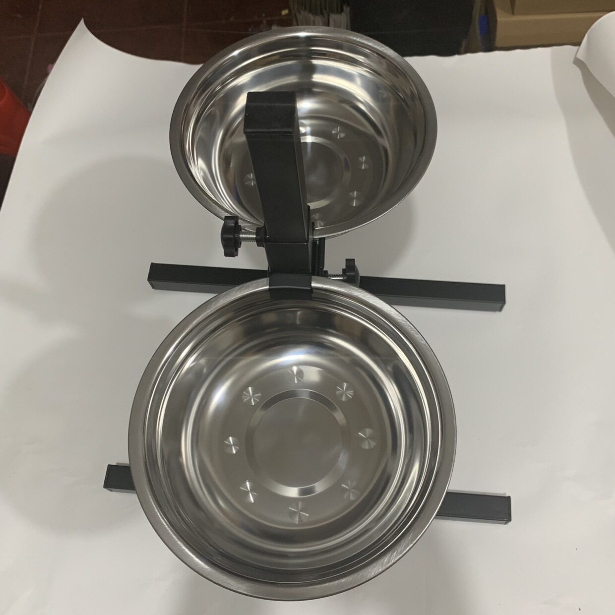 大型犬不锈钢防滑双碗狗食盆