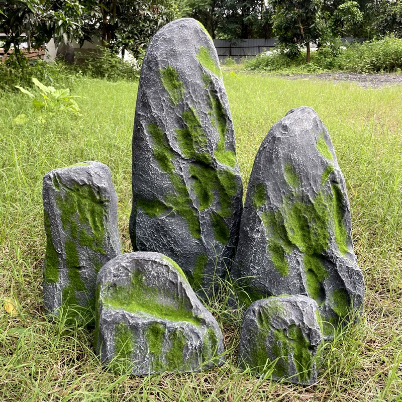 大型玻璃钢青苔仿真石头苔藓假山园林微景观造景空心庭院装饰摆件