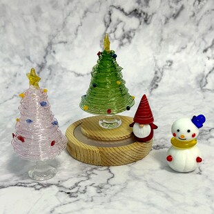 圣诞树摆件淄博拉丝镂空礼品琉璃工艺品博山小玻璃手工节装饰创意