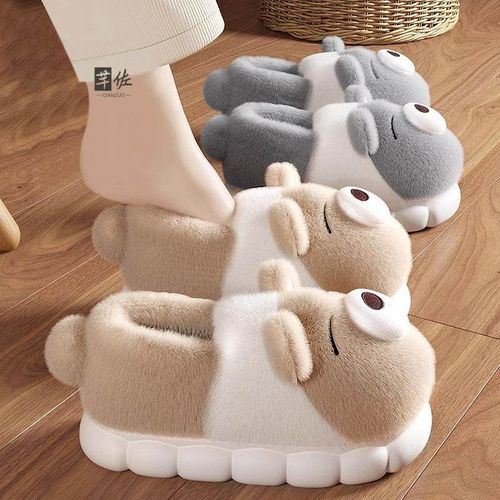 棉拖鞋男士冬季包跟2025新款室内家居防滑保暖厚底加毛绒卡通棉鞋