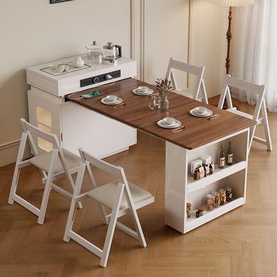 华庭鑫复古折岛台餐叠QIA桌可茶伸缩小户型餐边柜一多功能泡体饭
