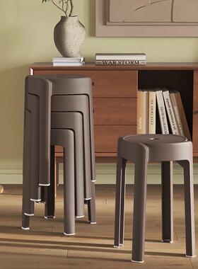 轻奢风特厚塑家料凳子家用可叠放餐高圆风ZS-18520车板桌凳加厚用