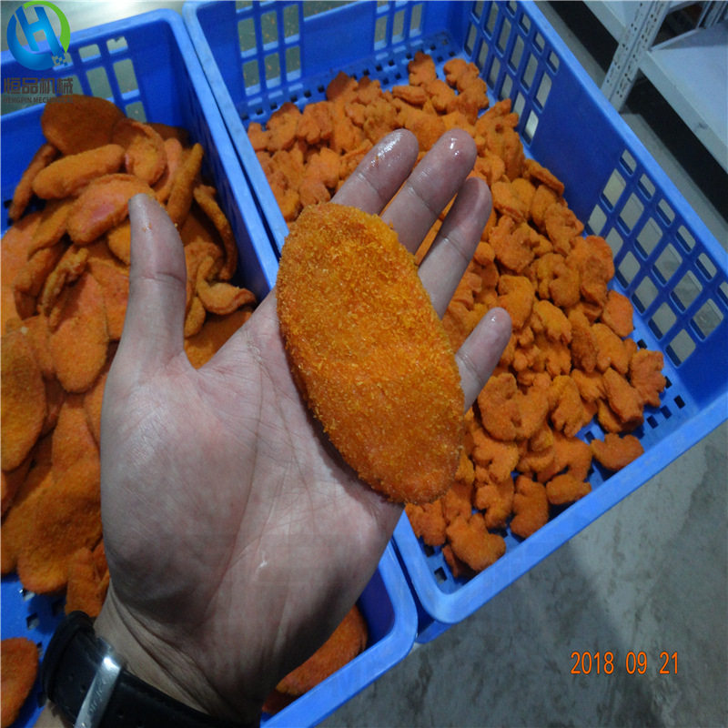 全自动裹面包糠的机器恒品机械 上校鸡块卡通鸡块裹糠机上糠机