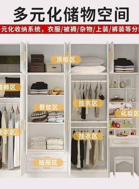 CSU式带实对木衣柜家用卧室包安装开门梳妆台组合出租屋加固大欧