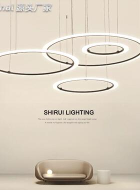 客厅吊灯573简现代大气家用LE灯D网创约意个性餐厅灯圆环大厅红具