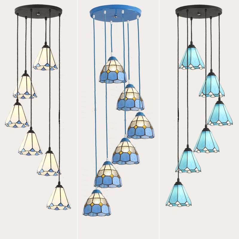 D蒂尼地中海餐厅LE灯SD015-3凡三头创意个性蓝色饭厅旋转楼梯间长,家装灯饰光源,智能吊灯,淘宝优惠券,粉丝福利购,淘宝优惠卷