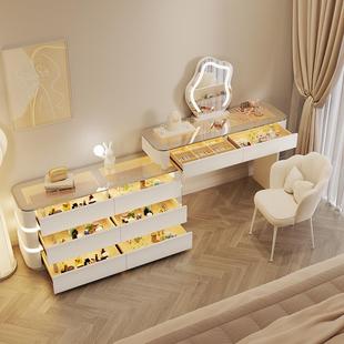 9W204新款 木929梳妆台卧实室现简约奶代油2风床尾转角化妆桌斗柜