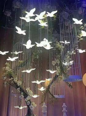 D2204新款婚HJQ庆道具10头LE发光海吊灯婚礼背景橱窗装饰鸥迎宾布