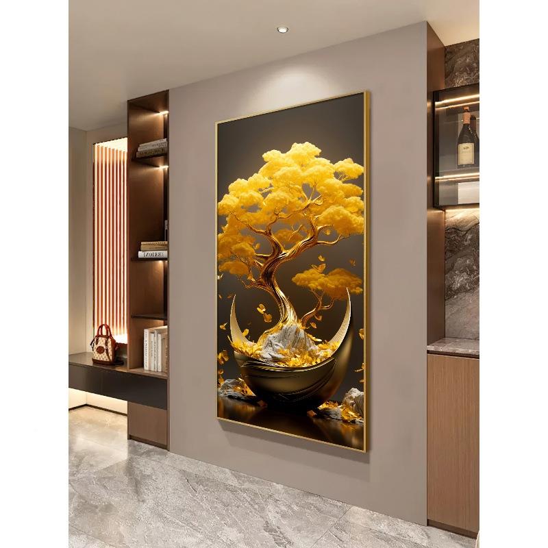 发财LYSJ2023树玄关装饰轻奢大气版客厅挂画寓竖意画好正对门走廊