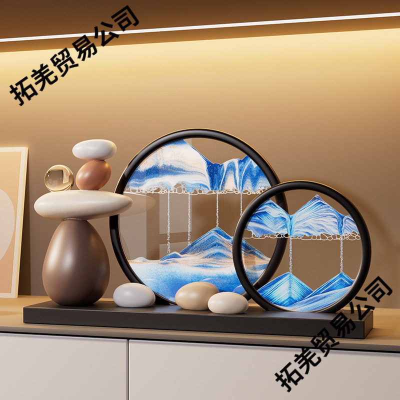 时来运转流沙画轻奢招财摆件