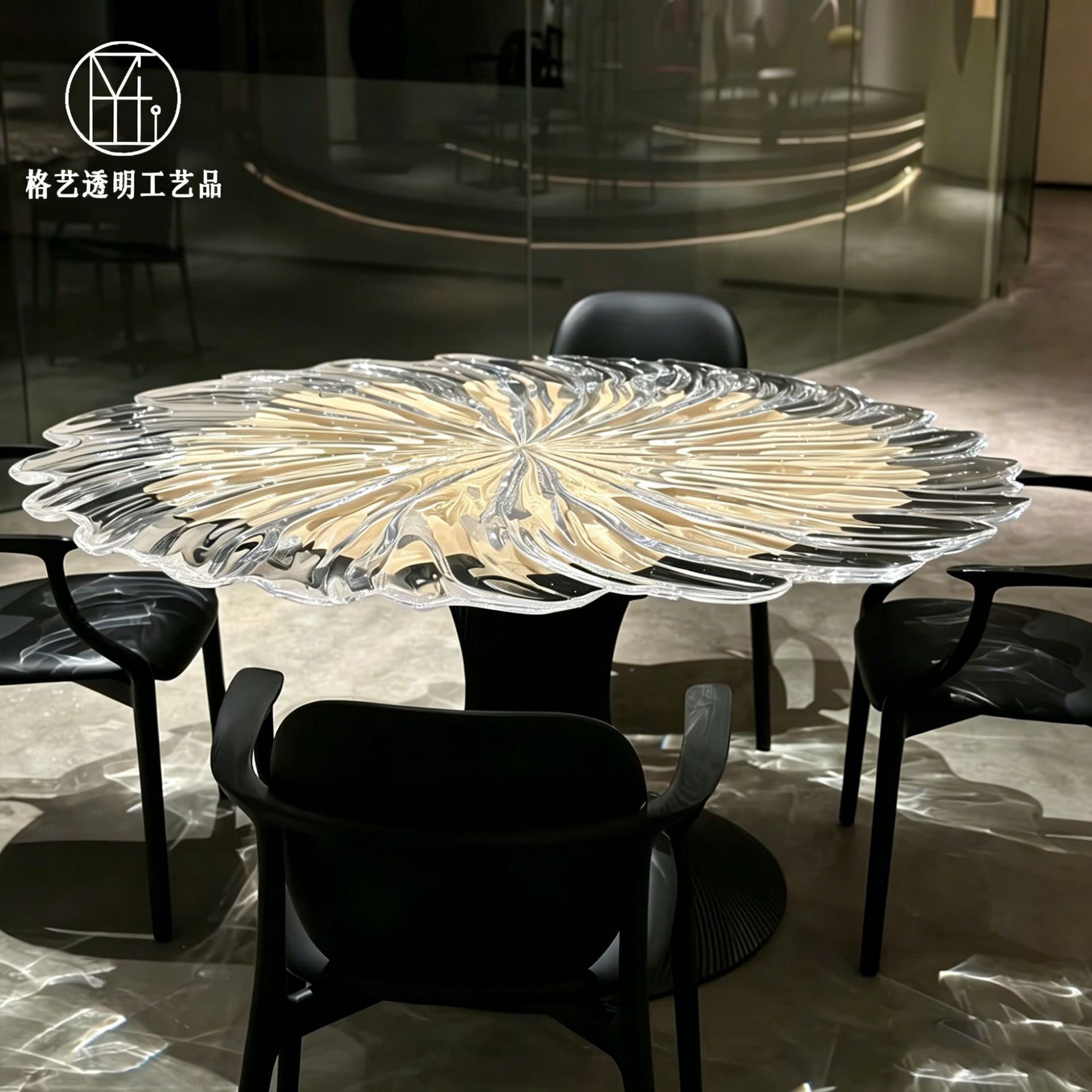 旋风艺术茶几透明合成水晶桌客厅别墅酒店休息洽谈桌创意设计家具
