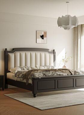 简奢古中全实木床简约黑色古风软双人复床1SPV米8单人床床